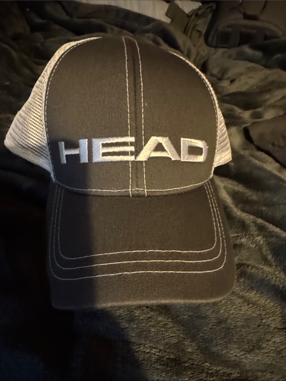 Head Black and White Trucker Hat with Embroidered Logo